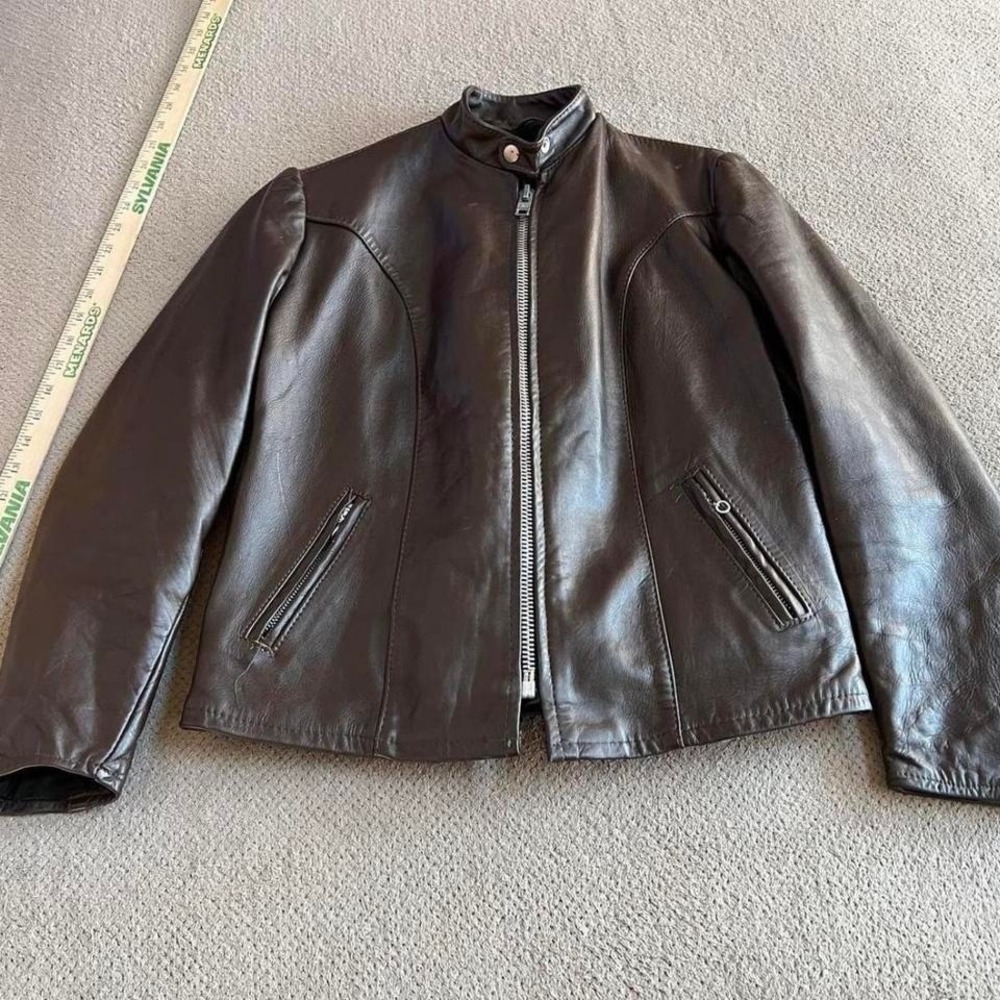Vintage 1960s brooks leather cafe racer motorcycle jacket  Brown  Size‎ 14